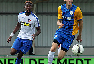 Met zijn derde goal van het seizoen redde Stein Lemmens de eer voor geel-blauw. (© foto archief Jeroen Goolaerts)